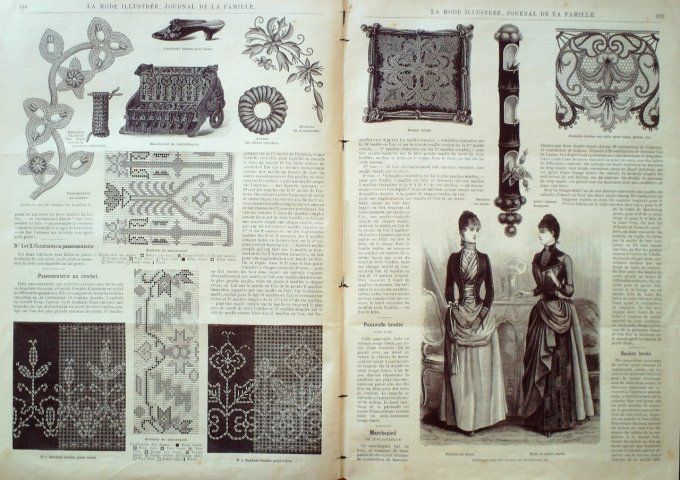 Journal Mode illustrée 1889 # 15 Capotes soie & dentelle