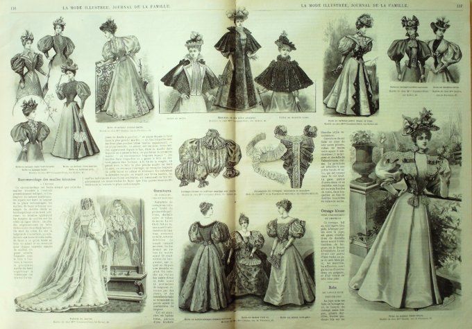 Journal Mode illustrée 1896 # 15 Costume de voyage et robe brodée