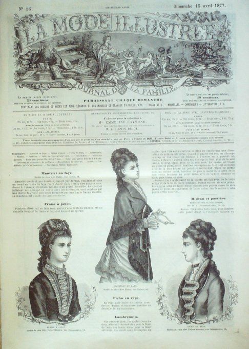 Journal Mode illustrée 1877 # 15 Fichu en reps & fraise à jabot