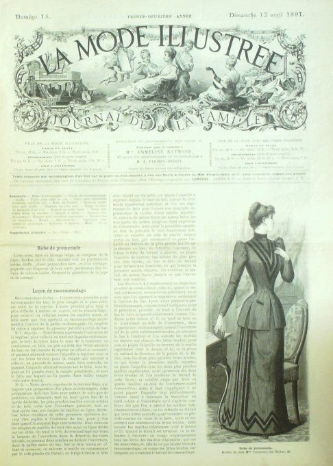 Journal Mode illustrée 1891 # 15 Robe de promenade