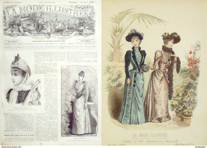 La Mode illustrée journal + gravure associée 1890 # 49