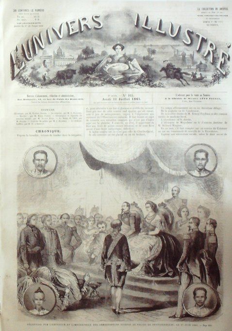 L'Univers illustré 1861 # 165 Siam Ambassadeurs Usa Charleston Château-Lafitte Napoléon Bonaparte   