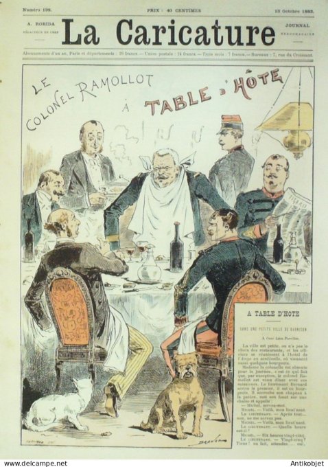 La Caricature 1883 n°198 Colonet Ramollot à table d'hôte The Turf Sorel Ville rose Grafoum Trock