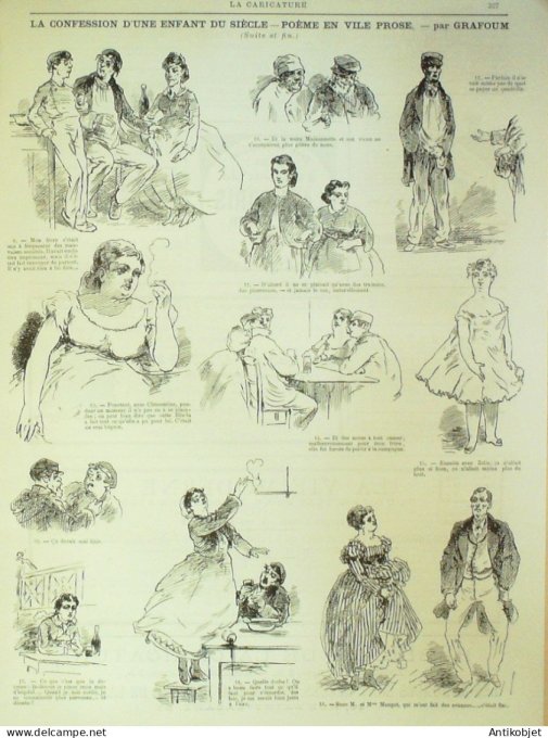 La Caricature 1883 n°198 Colonet Ramollot à table d'hôte The Turf Sorel Ville rose Grafoum Trock