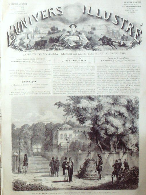 L'Univers illustré 1861 # 167 Vichy villa Strauss Cosntantinople Galata Abbruzzes Comte Persigny   