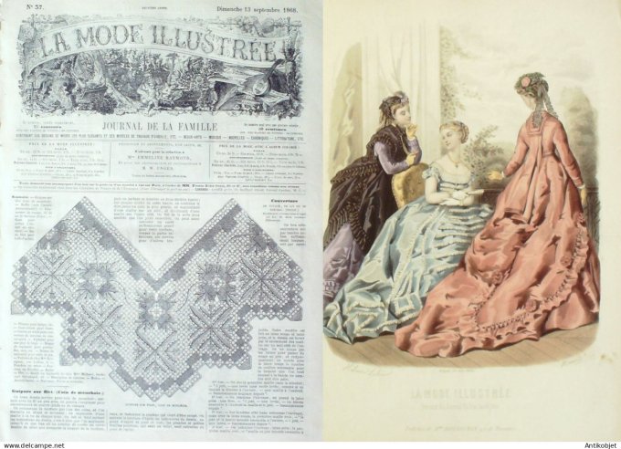 La Mode illustrée journal + gravure associée 1868 # 37