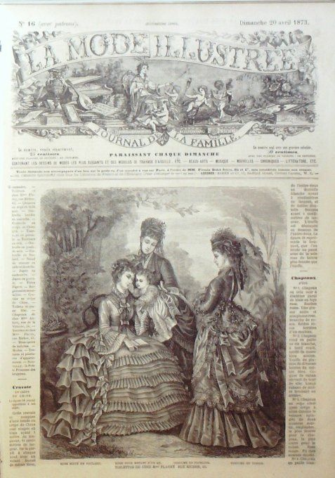 Journal Mode illustrée 1873 # 16 Costume en tussor & robe foulard