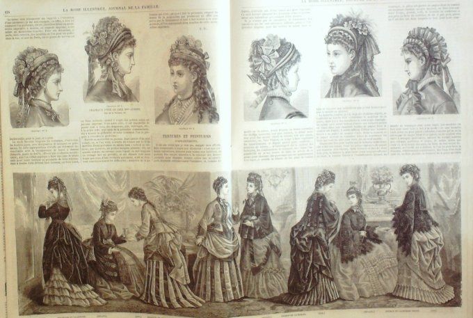 Journal Mode illustrée 1873 # 16 Costume en tussor & robe foulard