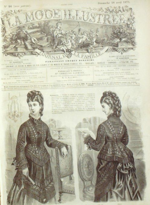 Journal Mode illustrée 1875 # 16 Tablier & corsage cachemire