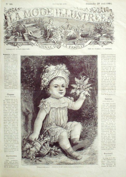 Journal Mode illustrée 1884 # 16 Chapeau enfant