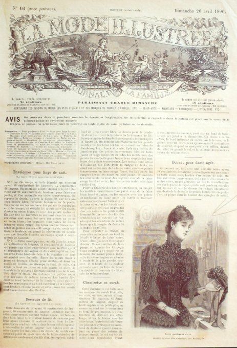 Journal Mode illustrée 1890 # 16 Pardessus d'été