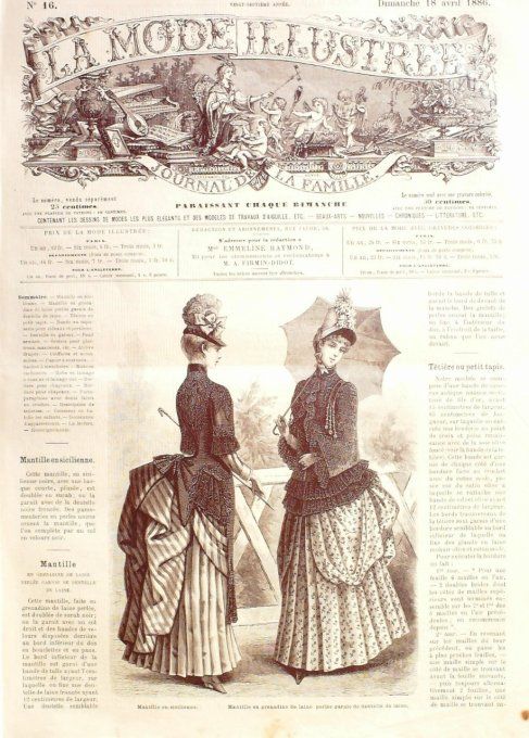 Journal Mode illustrée 1886 # 16 Mantille en sicilienne & grenadine