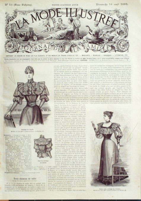 Journal Mode illustrée 1893 # 16 Corsages en surah et velours