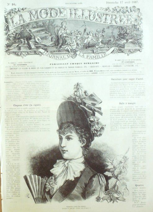 Journal Mode illustrée 1887 # 16 Chapeau d'été