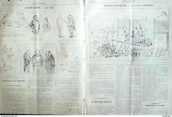 Le Journal Amusant 1891 n°1803 Chez le libraire propos carnavalesques Mondanit és  le traqueur