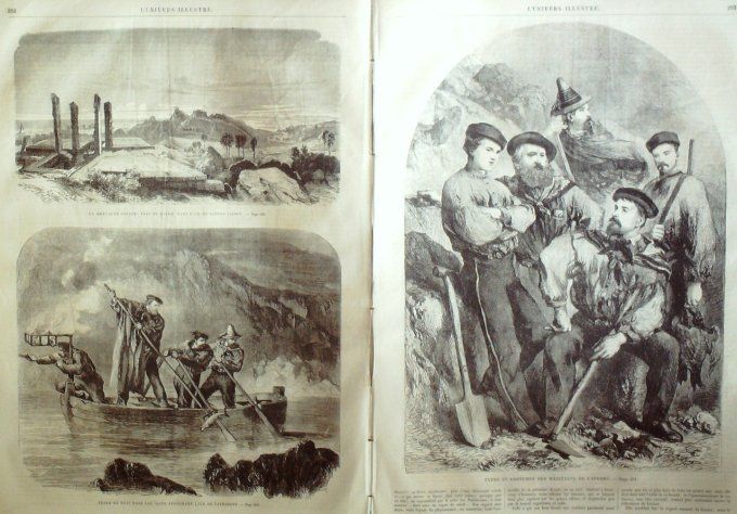 L'Univers illustré 1861 # 170 Japon Miako ïle de Niphon Sardaigne pêche Italie Caprera types 