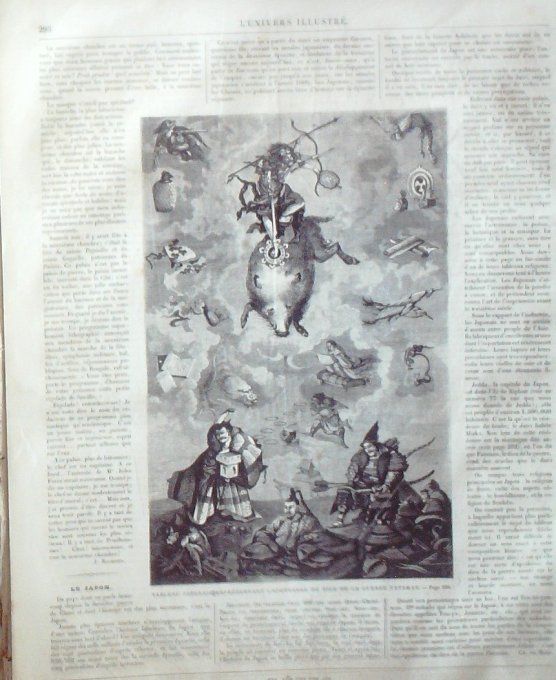 L'Univers illustré 1861 # 170 Japon Miako ïle de Niphon Sardaigne pêche Italie Caprera types 