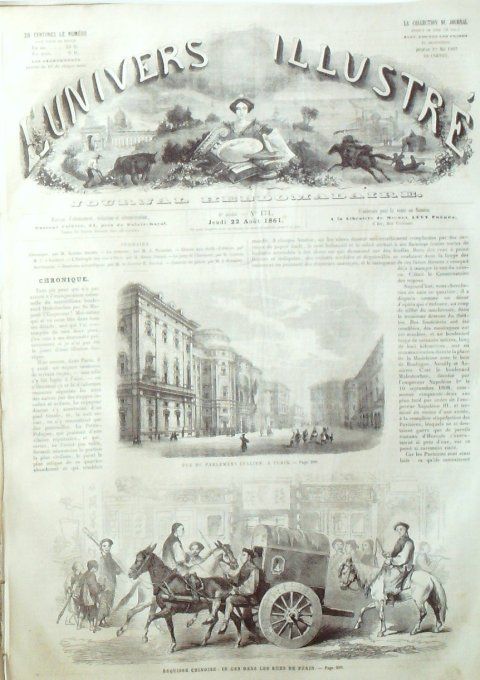 L'Univers illustré 1861 # 171 Chine Pékin Turin Don Quichotte Arloste Mabuze Bercy entrepôts