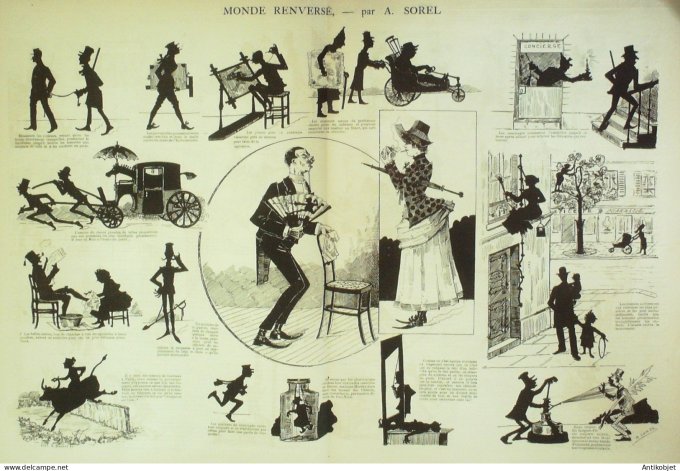 La Caricature 1884 n°233 Le Parnasse contemporain Robida Loys Monde renversé Sorel Job