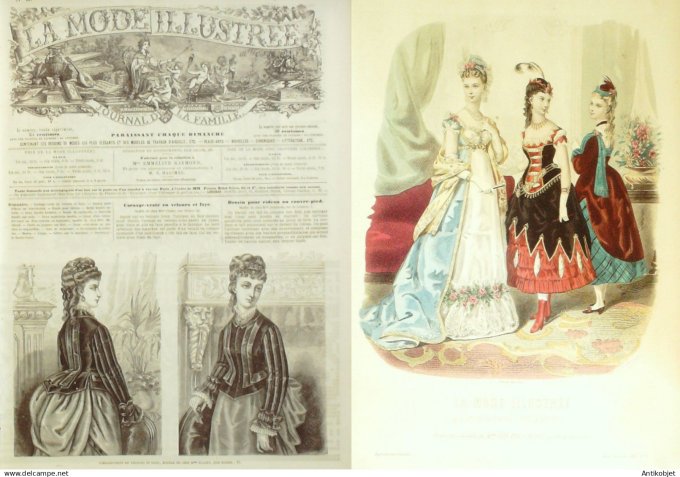 La Mode illustrée journal + gravure associée 1875 #  3