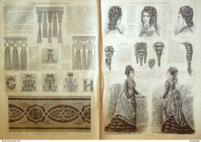 La Mode illustrée journal + gravure associée 1875 # 37