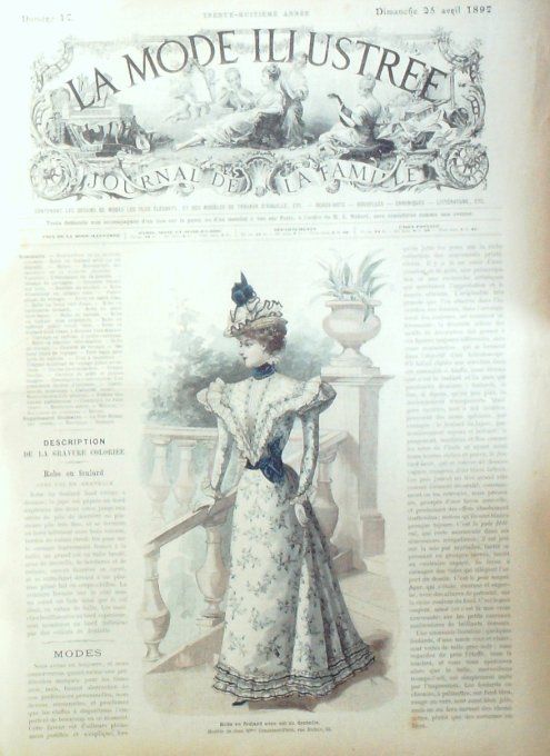 Journal Mode illustrée 1897 # 17 Robe en foulard