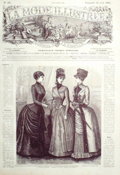 Journal Mode illustrée 1885 # 17 Robes en faille & redingote