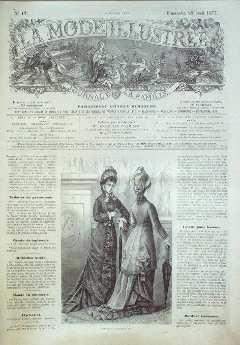 Journal Mode illustrée 1877 # 17 Toilettes de promenade