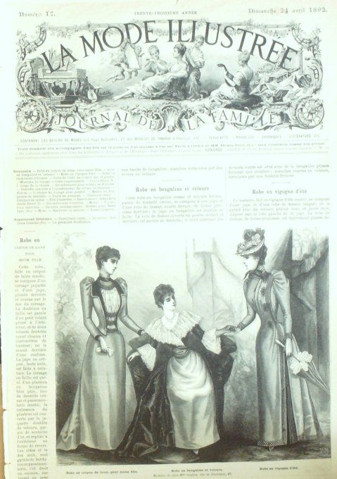 Journal Mode illustrée 1892 # 17 Robes en crépon & Bengaline