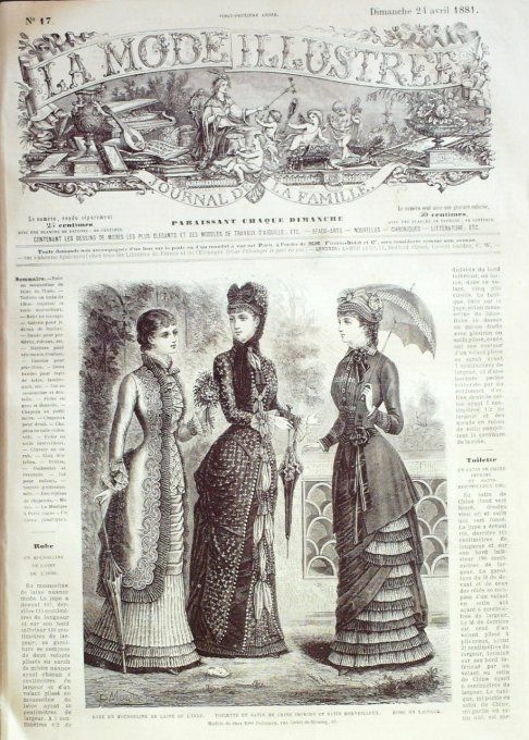 Journal Mode illustrée 1881 # 17 Robe mousseline & satin