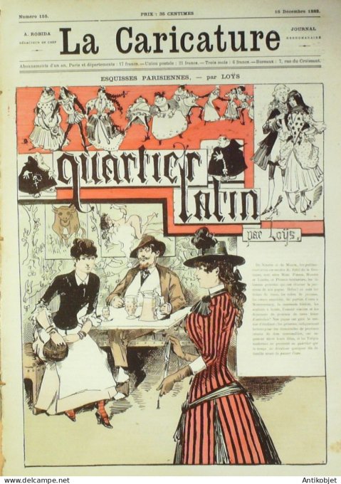 La Caricature 1882 n°155 Quartier Latin Loys Sainte Barbe Gino