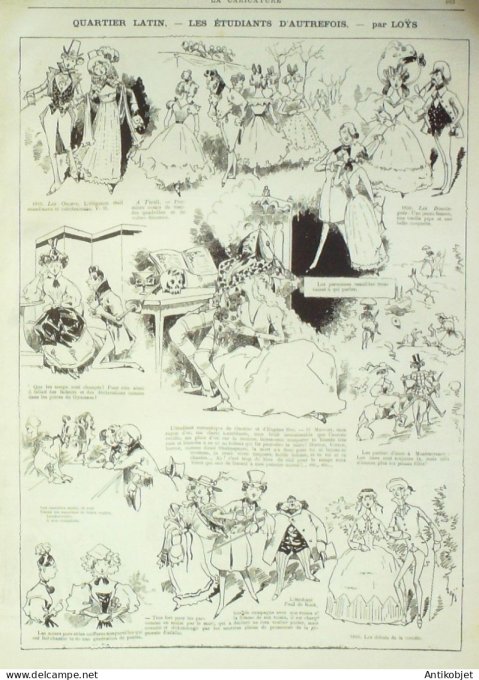 La Caricature 1882 n°155 Quartier Latin Loys Sainte Barbe Gino