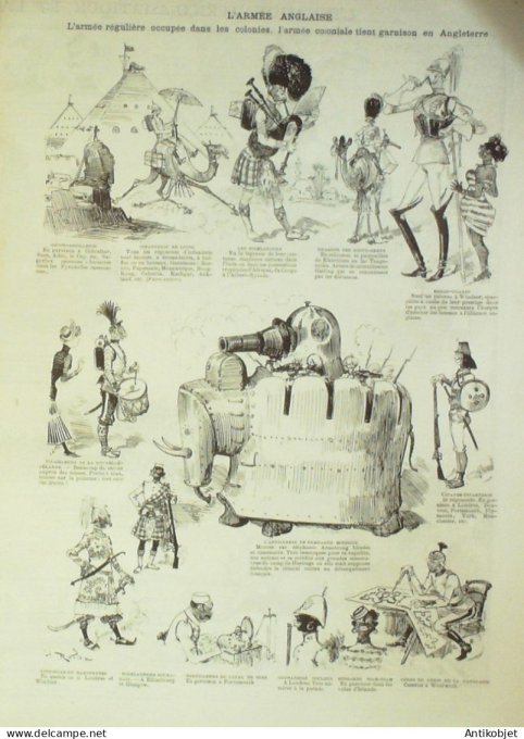 La Caricature 1884 n°255 La vorace Albion Robida Armée anglaise prise de Londres