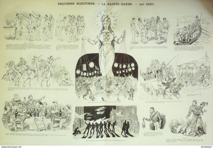 La Caricature 1882 n°155 Quartier Latin Loys Sainte Barbe Gino