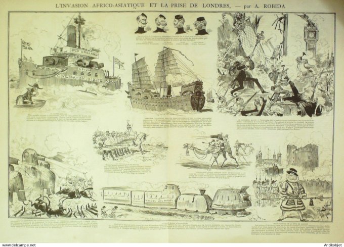 La Caricature 1884 n°255 La vorace Albion Robida Armée anglaise prise de Londres