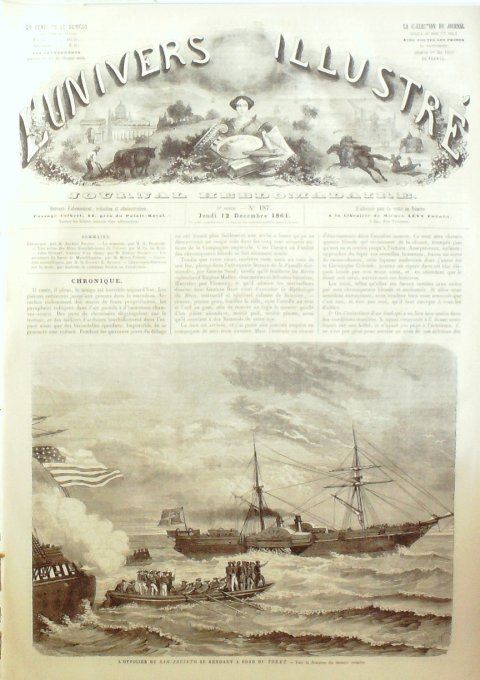 L'Univers illustré 1861 # 187 Trent San Jacinto Japon Jeddo Tycoond japonais Leeds York baron Munchh