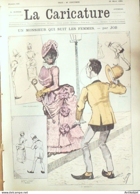 La Caricature 1884 n°222 Un Monsieur qui suit les femmes Job Carême Trock Sorel