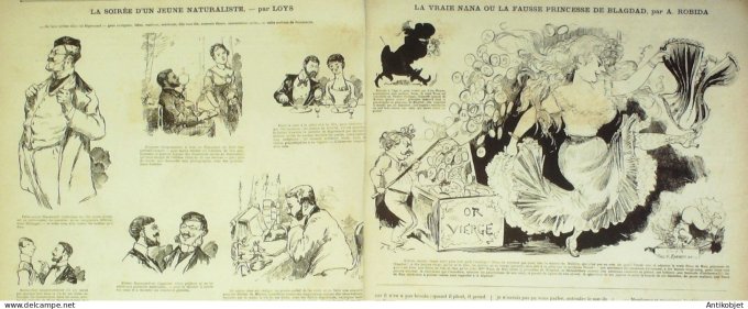 La Caricature 1881 n°  61 Nana changée en nourrice Princesse de Blagdad Robida Barret Loys