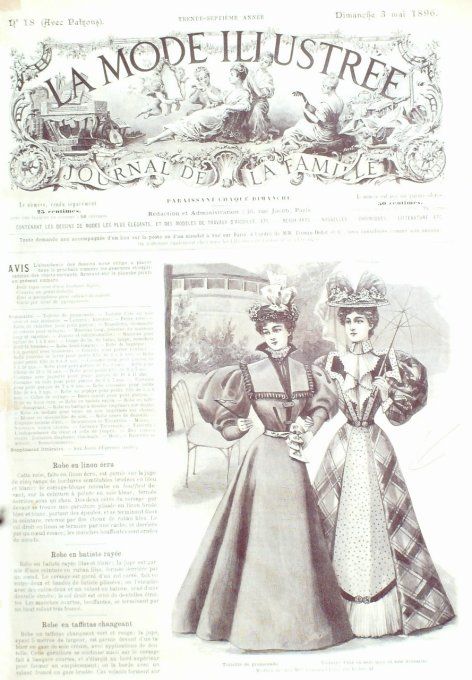 Journal Mode illustrée 1896 # 18 Toilettes d'été de promenade