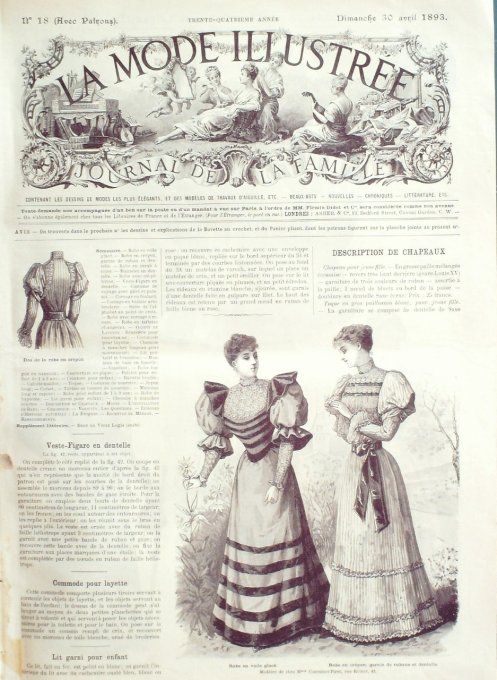 Journal Mode illustrée 1893 # 18 Robes en crépon & voile