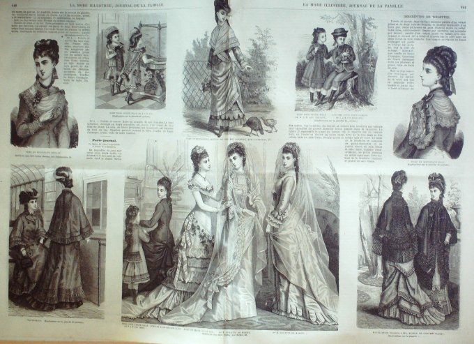 Journal Mode illustrée 1877 # 18 Manteau en tissu & toilette en faye