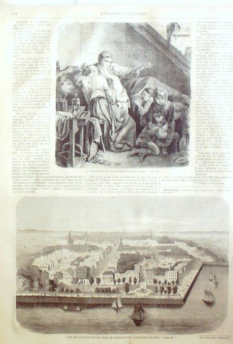 L'Univers illustré 1862 # 193 Toulon incendie Santi-Piétri Rome Monte-Cavallo Caroline Sud Charlesto