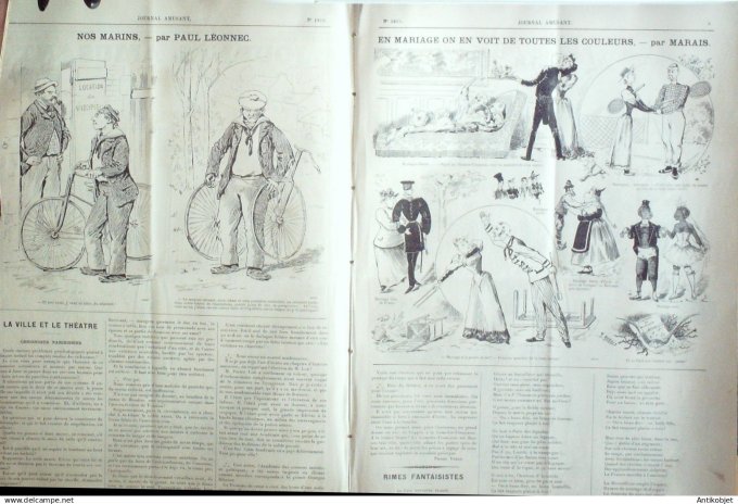 Le Journal Amusant 1891 n°1813 Scènes populaires A Lazzar de laffourchaite  couleurs par Marais