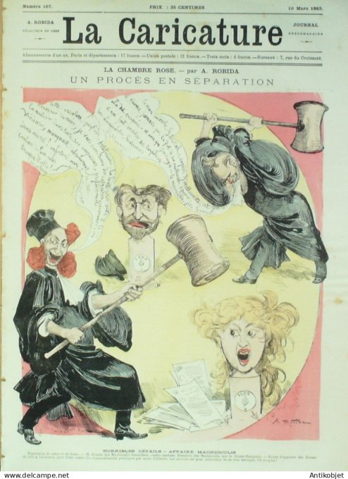 La Caricature 1883 n°167 Procès en séparation Chambre rose Robida névroses Trock Draner