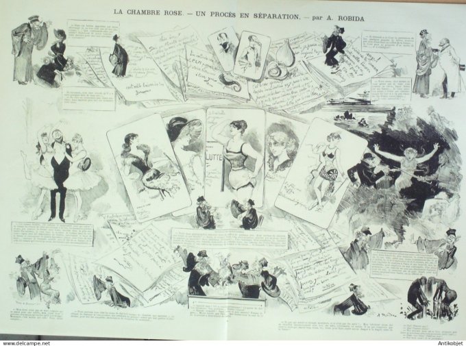 La Caricature 1883 n°167 Procès en séparation Chambre rose Robida névroses Trock Draner