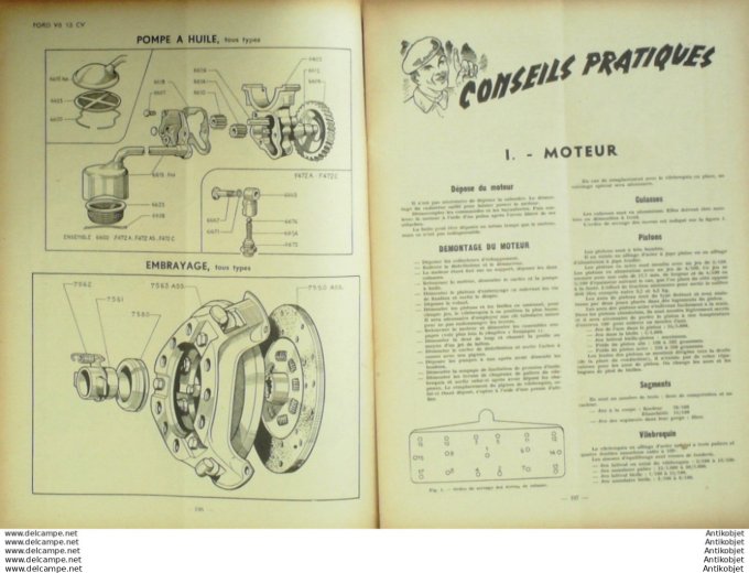 Revue Technique Automobile Ford et MatFord V8 13cv 37#1949