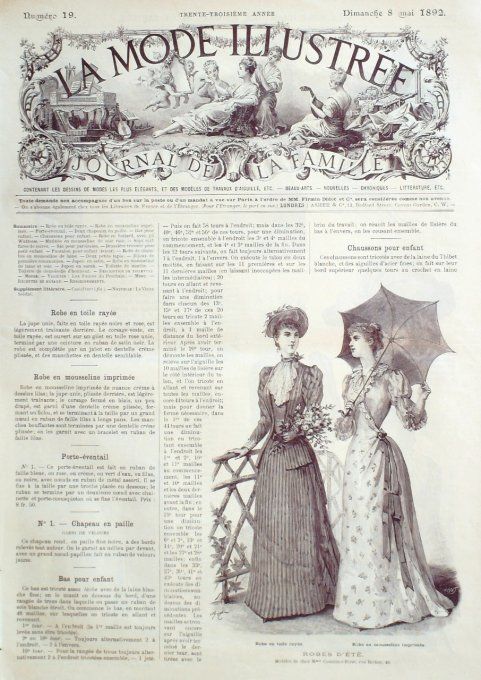 Journal Mode illustrée 1892 # 19 Robes d'été