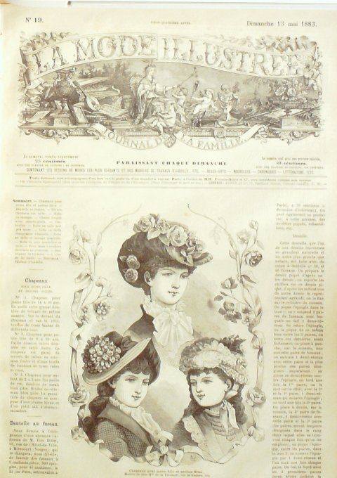 Journal Mode illustrée 1883 # 19 Chapeaux jeunes filles