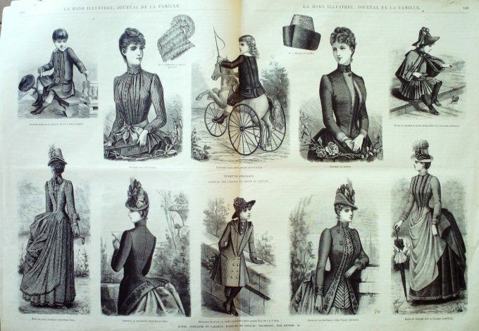 Journal Mode illustrée 1887 # 19 Capote asiatique chapeau rond