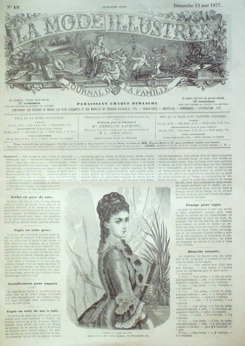 Journal Mode illustrée 1877 # 19 Fichu en gaze de soie